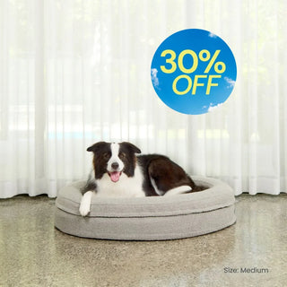 Round Memory Foam Dog Bed - Bouclé Pebble Bouclé