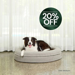Round Memory Foam Dog Bed - Bouclé Pebble Bouclé