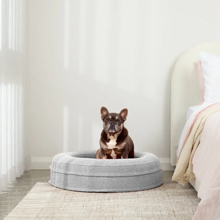 Round Memory Foam Dog Bed - Bouclé Pebble Bouclé