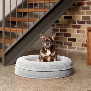 Round Memory Foam Dog Bed - Bouclé Pebble Bouclé