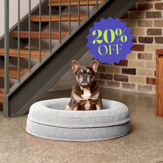 Round Memory Foam Dog Bed - Bouclé Pebble Bouclé