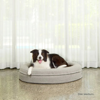 Round Memory Foam Dog Bed - Bouclé Pebble Bouclé